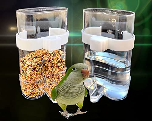 Automatic Bird Waterer Feeder,Parakeet Feeder,2PCS Bird Cage Feeders and Waterers,Parakeet Waterer Cockatiel Cage Accessories