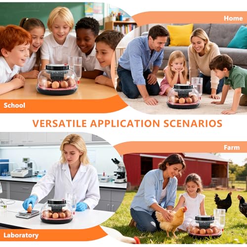 Incubators for Hatching Eggs - 12 Egg Capacity, Egg Incubator with Automatic Egg Turning and Temperature Control, Incubator for Chicken, Duck, Goose, Quail, 360° Full View, Home Farm Classroom Use