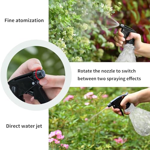 wugongshan 2 Pcs Spray Bottles, 500 ml/17 oz Empty Water Spray Bottles, Plastic Reusable Adjustable Mist Sprayer Squirt Bottles Containers Refillable for Cleaning Solutions, Gardening, Plants (Clear) - color: Clear