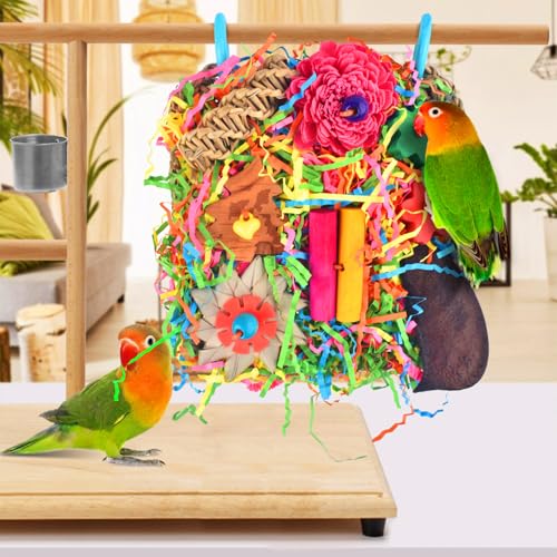 KATUMO Bird Toys, Parakeet Toys Bird Grass Mat Parrot Shredder Toys Lovebird Forage Toys for Cockatiel Conure Lovebird Parakeet Small-Medium Birds | Natural Grass Mat Toy Satisfies Birds Chewing & Foraging, Easy Hanging, Perfect for Small Medium Birds - c