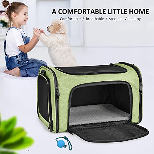 Henkelion Large Cat Carriers Dog Carrier Pet Carrier for Large Cats Dogs Puppies up to 25Lbs, Big Dog Carrier Soft Sided, Collapsible Travel Puppy Carrier - Large - Green - color: Green, size: 20.0"L x 13.0"W x 13.0"H