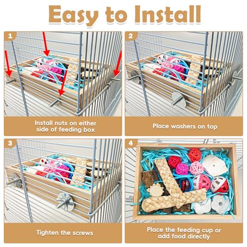 BNOSDM Bird Foraging Toys Box Colorful Parrot Foraging and Shredding Toy Boxes Natural Bird Toy Wooden Birds Chewing Toys for Parakeet, Conure, Cockatiel, Budgies, Lovebirds (Small) - size: 7.87x 5.9x 1.57in