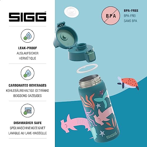 SIGG - Insulated Kids Bottle - Shield One Therm - For Carbonated Beverages - Dishwasher Safe - Stainless Steel - 17 Oz - color: Blue World