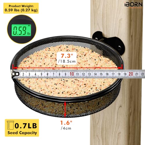 iBorn Wall Mounted Bird Feeder Tray,Metal Mesh Tray for 7.3”Wild Bird Seed Tray Tree Mount, Widely Installed on Wooden Post, Fences, Trees and Walls, Pack of 1 - size: Mesh Tray, Pack of 1