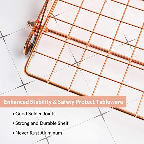 Geesta 2/3/4-Tier Collapsible Cooling Rack with Adjustable 3 Setting Design Stackable Cooling Roasting Cooking for Cookies Baking - Copper Cooking Utensils - color: Rose Gold