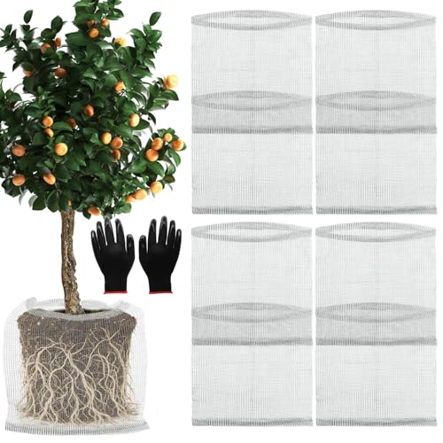 8 Pcs Gopher Baskets 15 Gallon Root Guard Proof Stainless Wire Steel Trap | 24" X 24" Mesh Cage with Gloves Root Protection for Gophers Moles Voles, Bulbs Tubers Trees Orchid Flowers Planting Baskets - size: 24"X24"-8 Pack