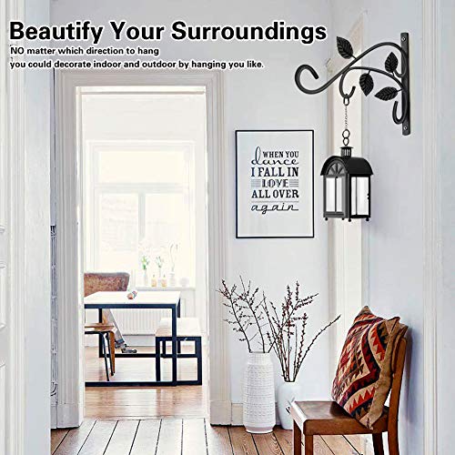 Hanging Plant Bracket, 12 Inch Wall Mount Hanging Plant Hook, Rust-Resistant Decorative Metal Plant Hanger for Flowers, Lanterns, Bird Feeders, Wind Chimes