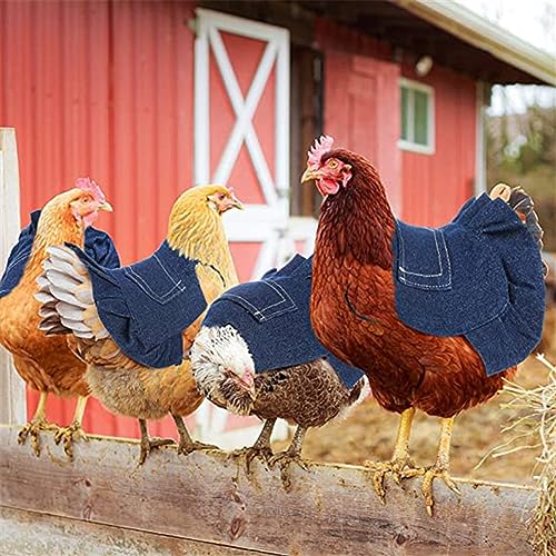 5 Pcs Chicken Saddle Hen Apron with Elastic Straps Denim Hen Feather Protector Jacket Hen Care Supplies