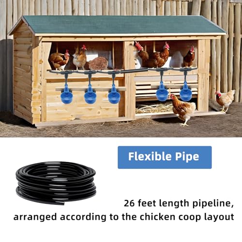 Automatic Chicken Waterer, 6 Cups Float Controlled No-Spill Dispenser | Quick-Connect Poultry Water Dispenser., Reliable Poultry Watering Solution for Backyard Farm