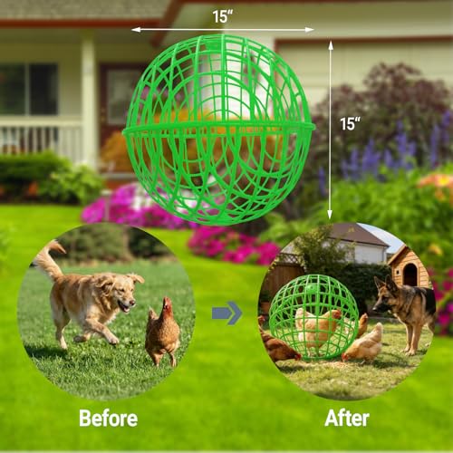 15.7" Ball-Shaped Movable Chicken Coop,Pigeon Rabbit Duck Safe Walking Net,Preventing Trampled by Horse,Predation by Eagles,Dog Bites.Pet Removable Prevent Harassment Safety Hutch(2 Pack) - color: Green(2 Pack)