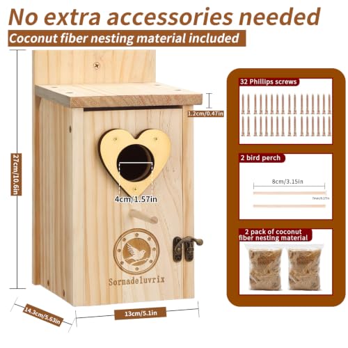 2PC Cedar Bluebird Houses for Outside with Nesting Material | Bird House Outdoor With Copper Guard, Predator Proof Bluebird Houses, Kits for Adults & Kids with Perch & Nesting Material