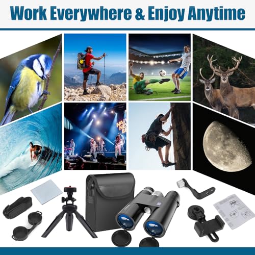 18x50 Professional Large View Binoculars for Adults with Upgraded Phone Adapter, Tripod and Tripod Adapter - Waterproof Binocular with BaK4 prisms for Bird Watching,Hiking,Outdoor Adventures