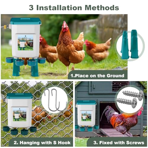 Automatic Chicken Waterer, Float-Controlled Chicken Water Feeder, Large Watering System with 60 Inch Water Hose (One End 3/4''), Poultry Waterer for Duck Quail Turkey Chick (2 Gallons, Blue) - color: Blue