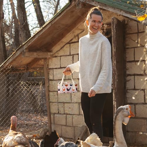 Eggs Collecting Basket, Egg Bags with 9 Pouches, Durable Canvas Eggs Holder with Bottom PP Board, Collector & Container for Duck, Chicken, Goose Egg