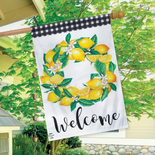 Briarwood Lane Lemon Wreath Summer Burlap House Flag - color: 11 - Lemon Wreath