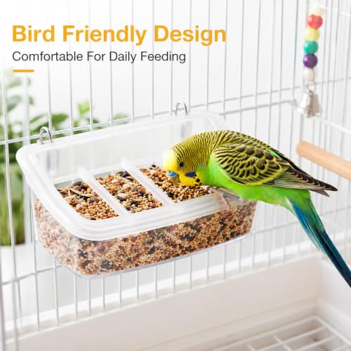 2Pcs Bird Feeder for Cage, Transparent Hanging Bowl for Parakeets & Birds | bird cage feeder with hanging design for food and water, helping keep cages cleaner for parakeets and small birds