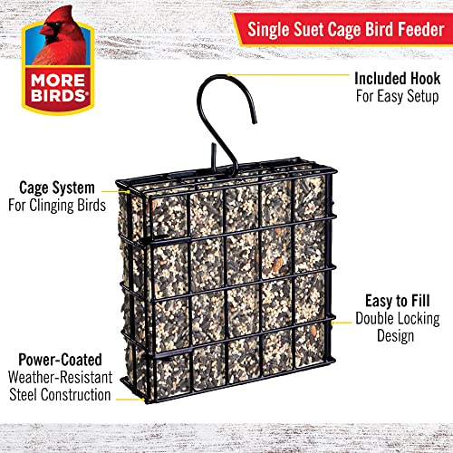 More Birds Suet Cage Bird Feeder, Fruit and Suet Feeder, Single Cake Capacity,Black (Pack of 6) - color: Black, size: Single Cake (Pack of 6), style: Suet Cage