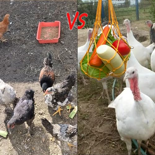Chicken Vegetable Hanging Feeder 2PCS, Reusable String Bag Net Hanging Feeder for Chickens Ducks Coops Toy, Enrichment Toys, Treat Holder, No Waste Poultry Accessory(Yellow) - color: Yellow
