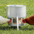 KOL Metal Chicken Feeder - 20lbs No Waste Chicken Feeder with 12 Ports, Powder Coated Rust-Proof Design & Smooth Edges for Safe Feeding (Silver) - color: Silver