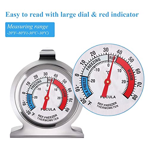 2 Pack Refrigerator Thermometer, 30-30°C/20-80°F, Classic Fridge Thermometer Large Dial with Red Indicator Thermometer for Freezer Refrigerator Cooler - size: 2pack