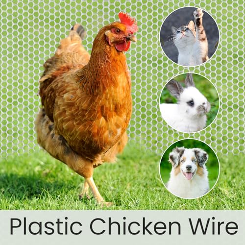 6 Rolls Plastic Chicken Wire Fencing Mesh 120 x 15.7 Inch Each Plastic Mesh Fence with Zip Ties Hexagonal Poultry Netting Garden Fencing Cat and Bird Netting (White) - color: White