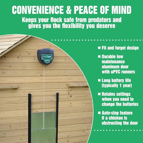 Brinsea ChickSafe Eco Light-Sensing Automatic Chicken Coop Door Kit | 50+ years of trusted care! Easy-setup opener with anti-pinch 2-stage aluminum door keeps your flock safe in any weather - style: Light Sensor