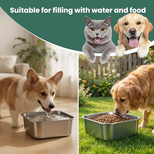 ZPUFAW 1.2 Gallons Dog Water Bowl Stainless Steel Large Outdoor Travel Bowl | Large Capacity Durable Dog Water and Food Bowl, Suitable as Outdoor Dog Travel Bowl