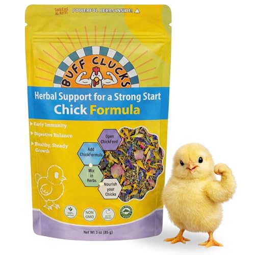 Buff Clucks Herbal Chicken Supplements Natural Poultry Herbs for Baby Chick | Plant Based Herbs Improves Chick Immunity Chicken Food for Egg Production Healthy Coop Snack Treats for Chick Reduce Stress - size: 3 Ounce (Pack of 1)