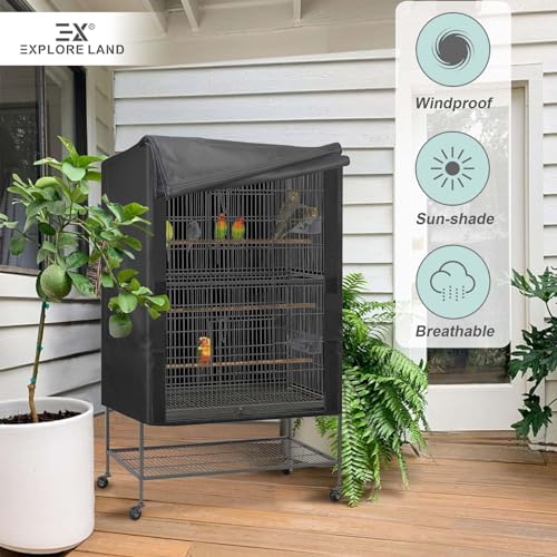 Explore Land Pet Cage Cover - Good Night Enclosure (Medium, Black) | For Bird Critter Cat House to Small Animal Privacy & Comfort - size: Medium