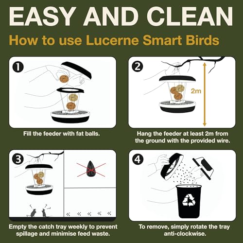 SWISSINNO Bird Feeders - No Mess Fat Ball/Suet Feeder for Outdoors Hanging - Smart Birds Lucerne Spill Proof Wild Cardinal Bird Feeder with Integrated Seed Catcher Tray - Green - color: Green, style: Lucerne