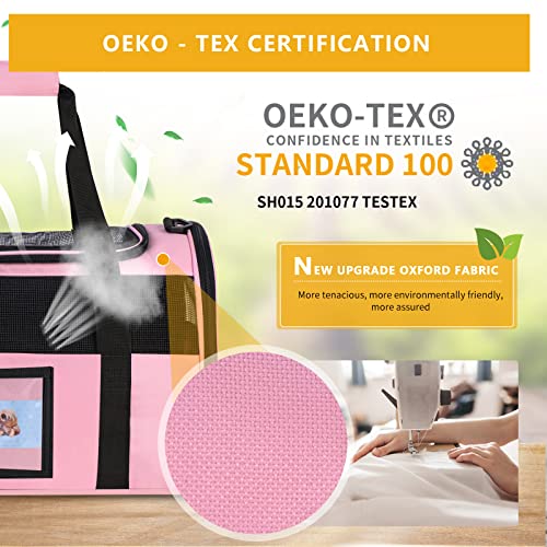 Cat Carrier Pet Carriers Airline Approved for Small Dogs Kitten Carriers for Small Medium Cats Under 15lb, Collapsible Soft Sided TSA Approved Travel Carrier, Pink - color: Pink