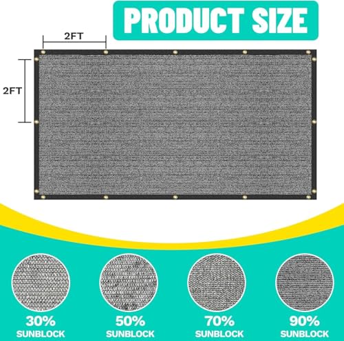 Royal Shade 90% UV Block Sun Shade Cloth for Dog Kennel Cover,0 6' x 0 3' Pet Playpen Sunshade with Grommets, Durable Mesh Tarp for Crate, Patio, Stable,Chicken Coop & Outdoor Privacy Screen rv2