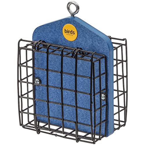 Birds Choice Suet Cage Feeder, Holds 2 Suet Cakes | Hanging Bird Suet Feeder for Woodpeckers, Jays, Nuthatches | Vinyl Coated Grids | Sturdy for Garden, Backyard, Outdoor | Deep Blue, 5"L x 4"W x 8"H | Vinyl Coated Grids, Serves Woodpeckers, Jays and Nuth