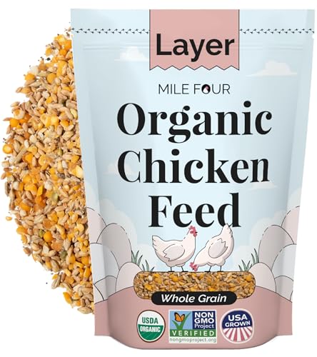 Mile Four Organic Chicken Feed, Layer Whole Grain, Non-GMO, US Grown 2 lbs | 16% Protein; Corn & Soy-Free; USA Grown; Non-Medicated; No Fillers or Additives; Supports Egg Production; Family Farm Sourced - size: 2 Pound (Pack of 1), style: Whole Grain