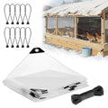MEWTOGO 3x10ft Chicken Coop Covers Accessories for Winter | Easy to Install & Waterproof Chicken Run Tarp, with Elastic Cords & Rope - size: 3x10ft