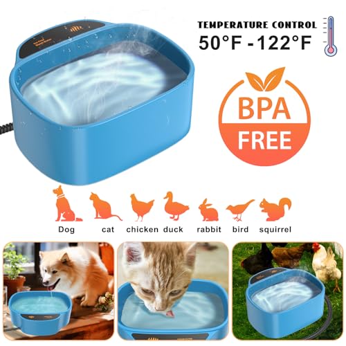 Heated Pet Bowl - KOKOPRO 2.5L for Dogs Cats, Heated Pets Bowl, Outdoor Water Bowl for Rabbit Chicken Duck Squirrel, 85 Ounces 35 Watts Feral Cat Feeding Station