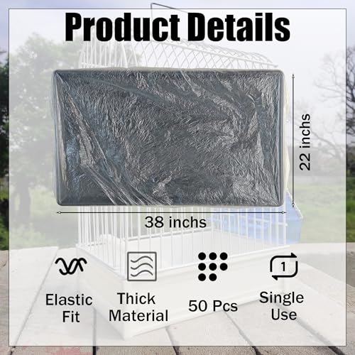 Aogigigio Bird Cage Liner - 50 Pcs Disposable Bird Cage Liners, Large 38 x 22 Inch Cage Liner for Big Tray, Leakproof Plastic Bird Cage Liner for Parakeet, Cage Liners for Small Animals