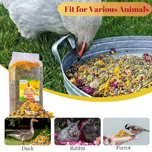21oz Chicken Nesting Herbs for Chicken Coop - Nesting Box Herbs with 12 Dried Floral Herbs for Chickens, Coop Refresher for Chickens & All-Season Bedding for Backyard Laying Hens, Chicks