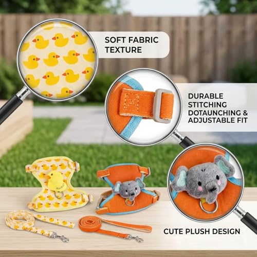 2 Pcs Chicken Harness and Leash Set, Adjustable Chicken Leash for Small Pets, Comfortable Fabric Design for Backyard Walking and Training, Secure Handling During Outdoor Activities