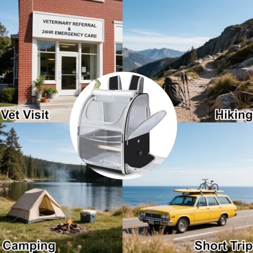 Sanmoncare Bird Backpack Carrier, Water Repellent Fabric Cockatiel Travel Bag with Stand, Lightweight and Portable Travel Cage for Parrot, Bird Travel Carrier, Black - color: Black
