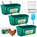 3 Pack Chicken Feeder, Duck Feeder Supplies, Hanging Fence Feed Trough with Clips for Goat, Sheeple, Piglet, Gooses, Turkeys, Dog Livestock Poultry, 8 Quarts in Total, Feed Scoop Included, Green - color: Green 3pcs