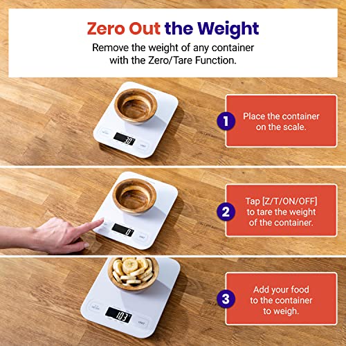 Etekcity Food Kitchen Scale, Digital Grams and Ounces, Large | Tare function, ideal for baking, weight loss, keto, meal prep, packages, liquids and jewelry, White - color: Clean White