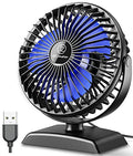 JZCreater USB Desk Fan, 360 Rotation Personal Cooling Fan with 3 Speeds, Quiet, Small, USB Powered for Home, Office, Bedroom, Car, Travel, Black - color: 282-Black+Blue