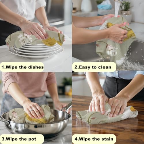 2 Pcs Vintage Flower Butterfly Kitchen Towels Decorative Hand Towels | Absorbent Soft Microfiber Towels for Bathroom, Kitchen, Housewarming Gifts for Women, Mom, Dish Cloths - color: Multi 1219