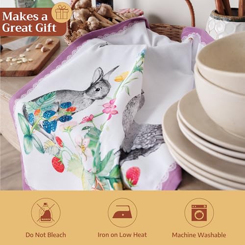 Maison d' Hermine Kitchen Towels Set of 3 Reusable 100% Cotton 27.50" x 20" | Cloth Tea Dish Towels Absorbent with Hanging Loop for Kitchen Dining Party Wedding Hotel Home Spring Summer - Printemps - color: 044 - Printemps