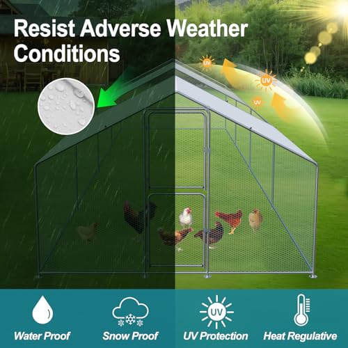 Airynee Large Chicken Coop, Chicken Coops for 40 Chickens, Chicken Runs for Yard with Water Poof & UV Resistance Cover, Spire Roof Chicken Coop Run with Double Lockable Doors for Outdoor Backyard