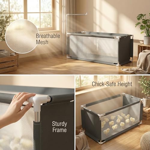 Chicken Brooder Box 10.6 cu ft (47.2" x 19.7" x 19.7") – Stainless Steel Frame & Waterproof Oxford Fabric, Portable Indoor Brooder for Up to 15 Baby Chicks, Ducklings, Quail, Easy Assembly - color: Grey2