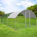 NUGRIART Large Metal Chicken Coop Walk-in Poultry Cage with Water-Resident and Anti-UV Cover Duck Rabbit Cat House Outdoor Chicken Run Pen with Round Roof - size: 19’L×10’W×6.5’H