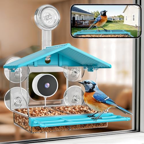 2026 Upgraded Window Bird Feeder with Camera, 2K UHD Window Bird Feeders for Outdoors with Strong Suction Cups, 2.4G & 5G WiFi, AI Bird Identification, 24/7 Local Recording - Perfect for Bird Watching