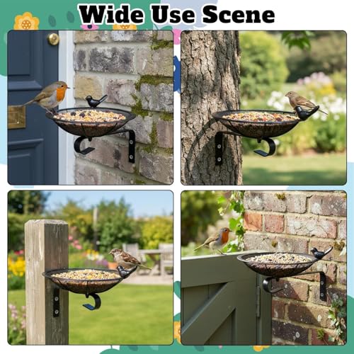 Metal Tray Bird Feeder - Summer Heavy Duty Mesh Seed Tray for Wild Birds Hummingbird, Wall Tree Fence Table Mountable Platform Feeder with Hanging Hook in Deck Balcony Garden Backyard